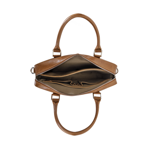 DBRAMANTE1928 ROSENBORG BORSA PER NOTEBOOK DA 14" IN PELLE A GRANA PIENA TASCHE INTERNE E TASCA POSTERIORE CON TRACOLLA CUOIO