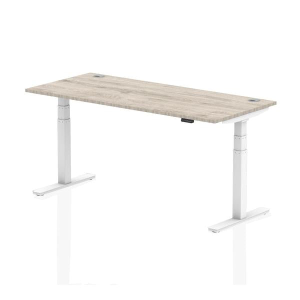 Dynamic Air Grigio, Bianco (Dynamic Air 1800 x 800mm Height Adjustable Desk Grey Oak Top Cable Ports White Leg HA01176 DD)