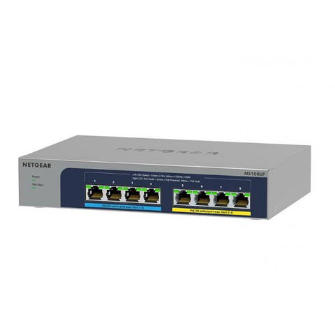 NETGEAR PLUS MS108UP-100EUS SWITCH 8 PORTE 4 x 100/1000/2.5G (PoE++) + 4 x 100/1000/2.5G (PoE+) PoE++ (230 W) DESKTOP GRIGIO