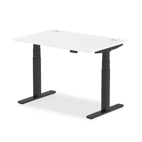 Dynamic Air Nero, Bianco (Dynamic Air 1200 x 800mm Height Adjustable Desk White Top Cable Ports Black Leg HA01213 DD)