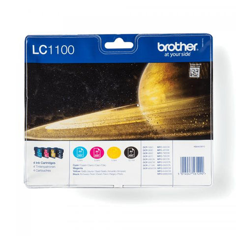 BROTHER LC1100VALBP PACK CARTUCCE NERO+CIANO+MAGENTA+GIALLO PER STAMPANTI BROTHER INK JET
