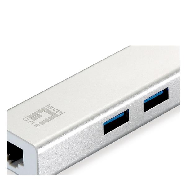 LEVEL ONE USB-0504 ADATTATORE DI RETE USB-C + HUB 3 PORTE USC 3.0 WHITE