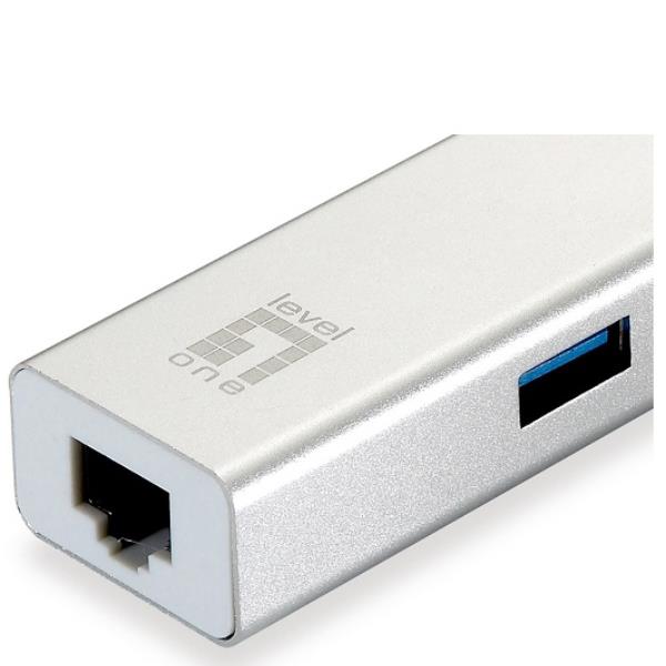 LEVEL ONE USB-0504 ADATTATORE DI RETE USB-C + HUB 3 PORTE USC 3.0 WHITE