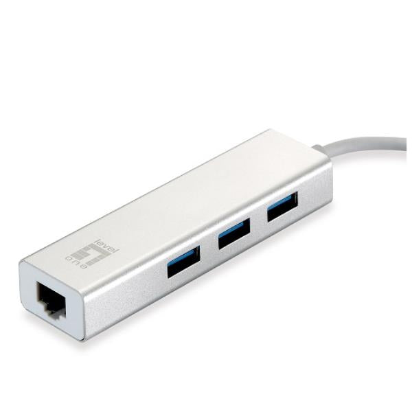 LEVEL ONE USB-0504 ADATTATORE DI RETE USB-C + HUB 3 PORTE USC 3.0 WHITE