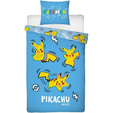 Set letto - POKEMON - Pikachu - Microfibra - 1 copripiumino 140 x 200 cm + 1 federa 63 x 63 cm