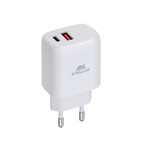 RIVACASE CACARICABATTERIE DA RETE 20 W PD 1 x USB-A 1 x USB-C BIANCO