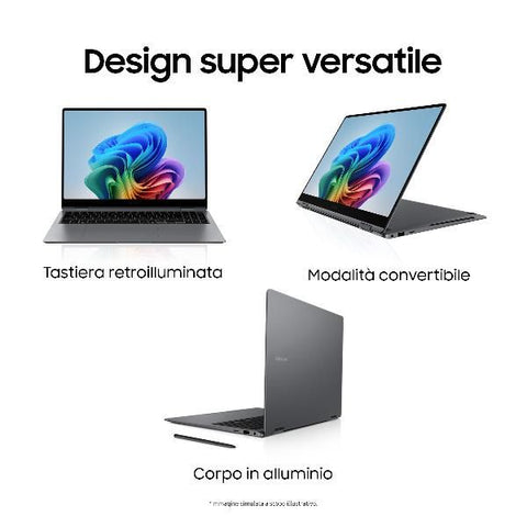 SAMSUNG GALAXY BOOK5 PRO 360 NP964QHA-KG1IT 16" INTEL CORE ULTRA 7 256V RAM 16GB-SSD 512GB NVMe-INTEL ARC GAPHICS 8GB-WI-FI 7-WIN 11 PROF