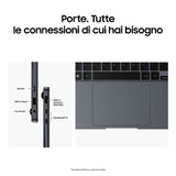 SAMSUNG GALAXY BOOK4 PRO 14" TOUCH SCREEN INTEL CORE ULTRA 5 125H 4.5GHz RAM 16GB-SSD 512GB M.2 NVMe-WI-FI 6E-WIN 11 PROF GRIGIO (NP942XGK-KG3IT)