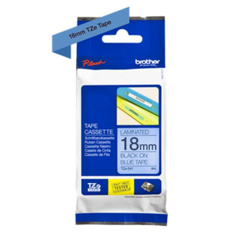 BROTHER TZE541 NASTRO LAMINATO 18MMx8MT COLORE BLU STAMPA NERO