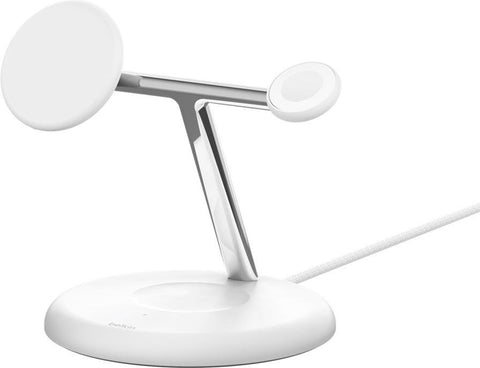 Belkin BoostCharge Pro 3-in-1 - Kabelloses Ladegert - magnetisch mit Qi2 + AC-Netzteil - 15 Watt - Fast Charge - wei (WIZ023vfWH)