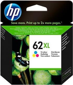 HP 62XL - 11,5 ml - Hohe Ergiebigkeit - farbstoffbasiert dreifarbig - Original - Tintenpatrone - fr Envy 55XX, 56XX, 76XX, Officejet 200, 250, 252, 57XX, 8040 (C2P07AE#ABE)