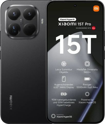 Xiaomi 15T Pro Black - 17,30cm (6,83") AMOLED, 512 GB Speicher, 12 GB RAM, 5G, HyperOS 2 (MZB0KUQEU)