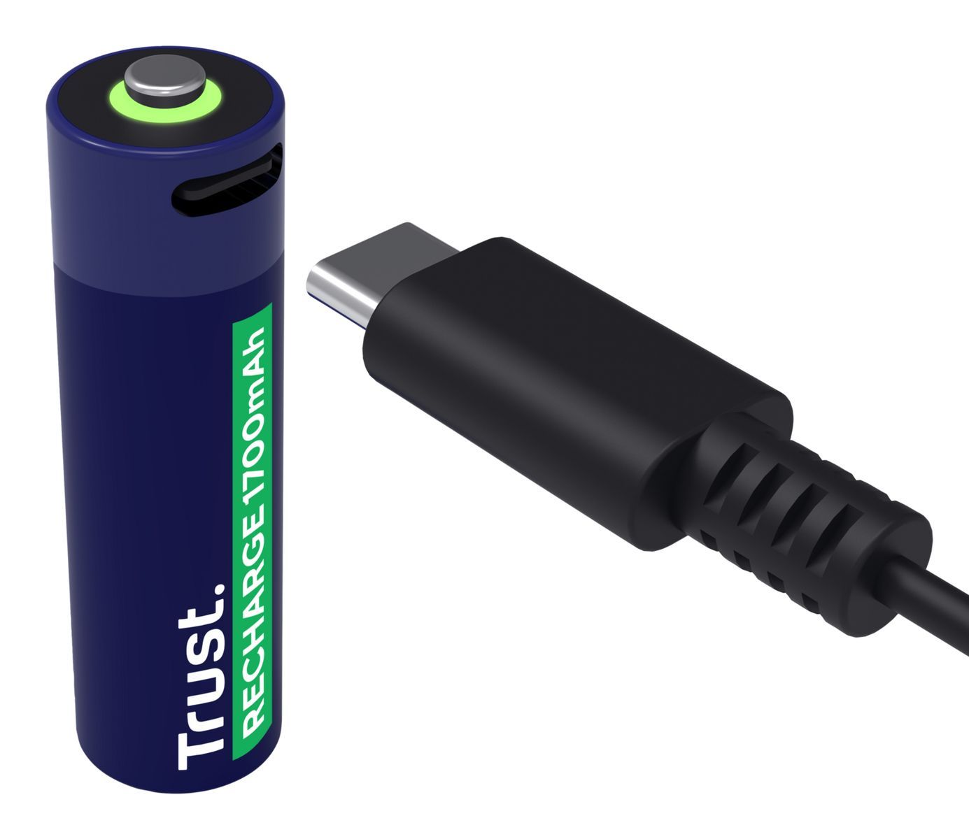 TRUST 25584 BATTERIE RICARICABILI VIA USB-C AA STILO 1.700mAh CONF 2 Pz.