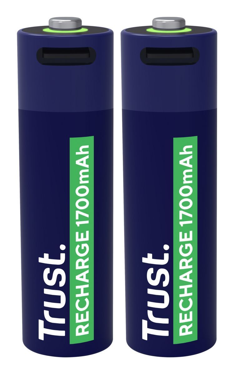 TRUST 25584 BATTERIE RICARICABILI VIA USB-C AA STILO 1.700mAh CONF 2 Pz.