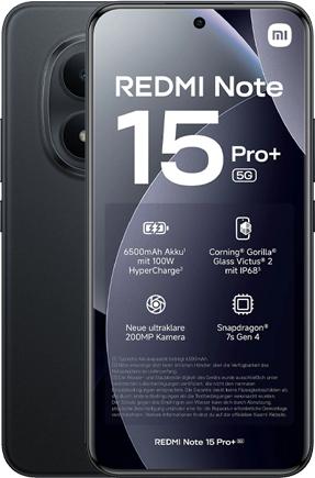 Xiaomi Redmi Note 15 Pro+ 5G Smartphone, 256GB, 8GB RAM, 6.83" AMOLED, Midnight Black