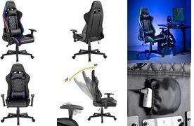 LogiLink EO0076 Gaming-Stuhl schwarz/rot mit RGB-Beleuchtung, Kopfsttze, bis 150 kg (EO0076)
