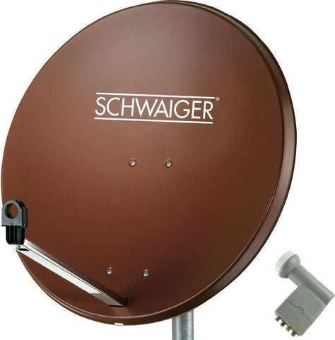 SCHWAIGER SAT Anlage 80 cm 4 Teilnehmer Quad-LNB (mit Switch) Ziegel-Rot