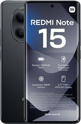 Xiaomi Redmi Note 15 5G Smartphone - 8GB RAM 256GB Black Dual SIM