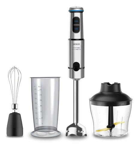Sogo Hand Blender - Stainless Steel with 3 Attachments (BAT-SS-14490)