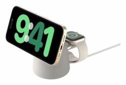 Belkin BoostCharge Pro Cuffie, Smartphone, Orologio intelligente Beige AC Carica wireless Ricarica rapida Interno (BOOST CHARGE PRO MAGNETIC - 2-IN-1 QI2 15W CHARGING STATION)