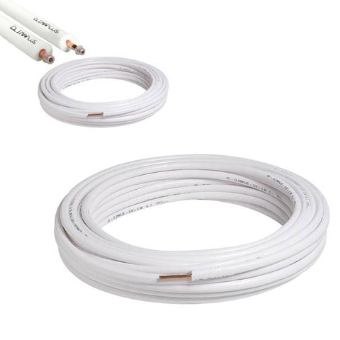 Kit 2 Tubi in Rame Rivestiti per Impianti di Climatizzazione Diametri 1/4-3/8'' - 1 METRO
