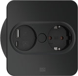 Bachmann TWIST 2 Metallische Abdeckscheibe eckig, wei matt, hnlich RAL 9010 30GE seidenmatt, 1xSchutzkontaktsteckdose schwarz mit erhhtem Berhrungsschutz, 1xUSB A/C 22W Charger, Zuleitung 2,0m H0