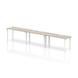 Dynamic Evolve Plus Single Row (Dynamic Evolve Plus 1400mm Single Row 3 Person Desk Grey Oak Top White Frame BE774 DD)