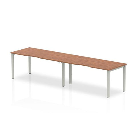 Dynamic Evolve Plus Single Row (Dynamic Evolve Plus 1600mm Single Row 2 Person Desk Walnut Top Silver Frame BE367 DD)