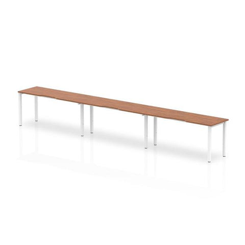 Dynamic Evolve Plus Single Row (Dynamic Evolve Plus 1200mm Single Row 3 Person Desk Walnut Top Silver Frame BE417 DD)