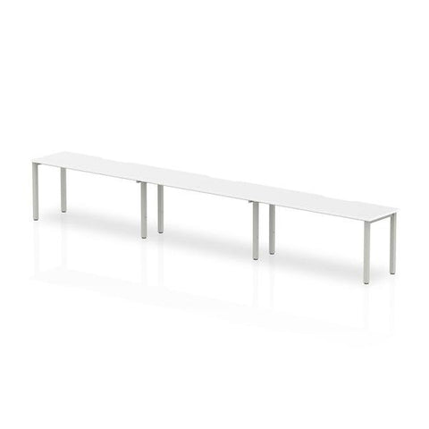 Dynamic Evolve Plus Single Row (Dynamic Evolve Plus 1400mm Single Row 3 Person Desk White Top Silver Frame BE411 DD)
