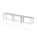 Dynamic Evolve Plus Single Row (Dynamic Evolve Plus 1400mm Single Row 3 Person Desk Grey Oak Top Silver Frame BE773 DD)