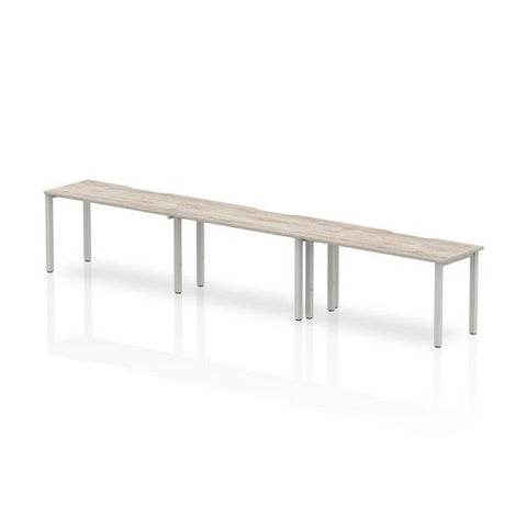 Dynamic Evolve Plus Single Row (Dynamic Evolve Plus 1400mm Single Row 3 Person Desk Grey Oak Top Silver Frame BE773 DD)