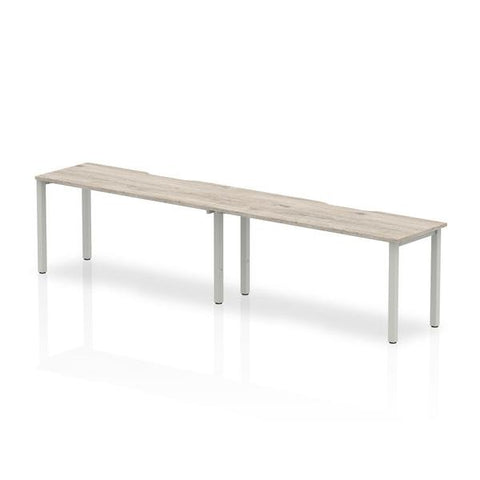 Dynamic Evolve Plus Single Row (Dynamic Evolve Plus 1400mm Single Row 2 Person Desk Grey Oak Top Silver Frame BE767 DD)