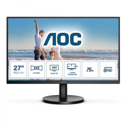 MONITOR AOC Q27B3MA 27" LED QUAD HD 75HZ 4MS ADAPTIVE SYNC WIDE FRAMELESS HDMI DISPLAYPORT ALTOPARLANTI INCORPORATI NERO
