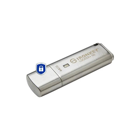 Kingston Technology IronKey Locker+ 50 unità flash USB 64 GB USB tipo A 3.2 Gen 1 (3.1 Gen 1) Argento
