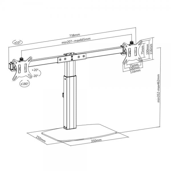 ACT AC8332 supporto da tavolo per Tv a schermo piatto 81,3 cm (32") Libera installazione Nero
