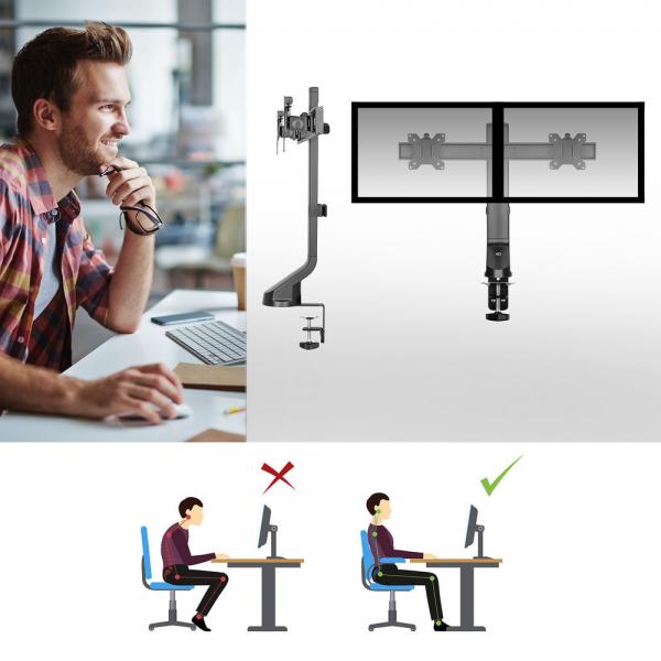 ACT AC8322 supporto da tavolo per Tv a schermo piatto 81,3 cm (32") Morsa/Bullone di ancoraggio Nero
