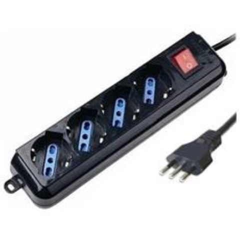LINK PRESA MULTIPLA 4 PRESE MISTE SCHUKO/ITALIANE CON INTERRUTTORE BLACK