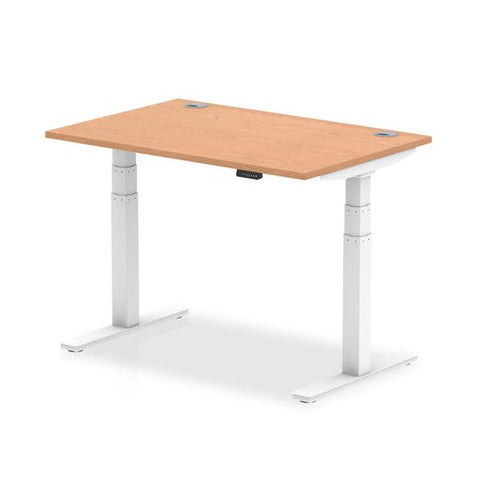 Dynamic Air Colore quercia, Bianco (Dynamic Air 1200 x 800mm Height Adjustable Desk Oak Top Cable Ports White Leg HA01117 DD)