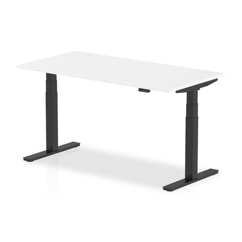 Dynamic Air Nero, Bianco (Dynamic Air 1600 x 800mm Height Adjustable Desk White Top Black Leg HA01195 DD)