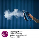 PHILIPS DST8020/20 AZUR SERE 8000 FERRO DA STIRO A VAPORE 3.000 W COLPO VAPORE 240GR CAPACITAì 300 ML PIASTRA STEAMGLIDE ELITE BLU