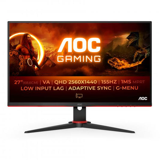AOC G2 Q27G2E/BK Monitor PC 68,6 cm [27] 2560 x 1440 Pixel Quad HD Nero, Rosso (AOC LED-sk?rm - 27)