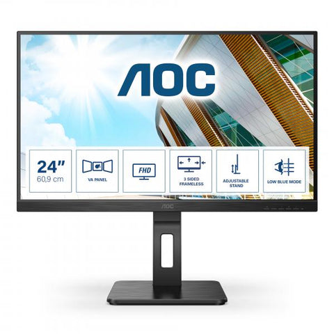 AOC P2 24P2QM LED display 60,5 cm [23.8] 1920 x 1080 Pixel Full HD Nero (AOC Pro-line 24P2QM - P2 Series - monitor a LED - 24 [23.8 visualizzabile] - 1920 x 1080 Full HD [1080p] @ 75 Hz - VA - 300 cd