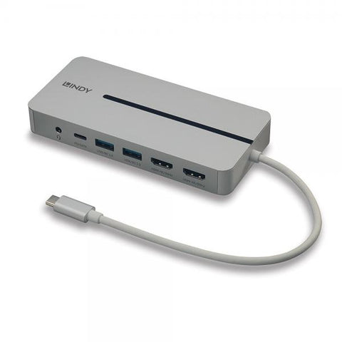 LINDY MINI DOCKING STATION USB-C PER LAPTOP/MACBOOK - 2 X HDMI 4K, PD 3.0 100W, USB 3.2 GEN 1, GIGABIT ETHERNET, AUDIO
