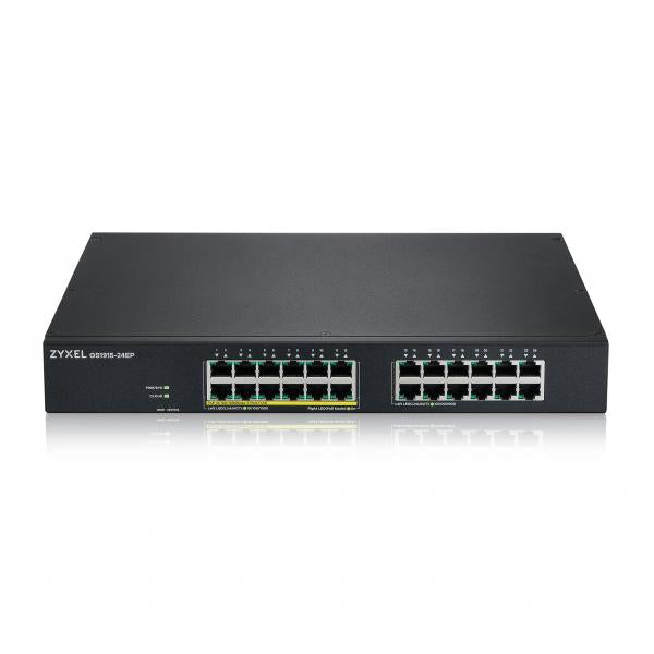 Zyxel GS1915-24EP Gestito L2 Gigabit Ethernet [10/100/1000] Supporto Power over Ethernet [PoE] 1U Nero (GS1915-24EP 24-PORT GBE 12 PORT - POE 130 WATT 802.3AT RACKMOUNT F)