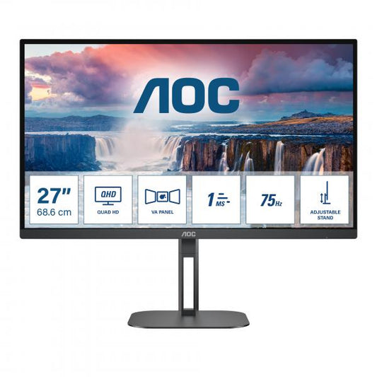 AOC V5 Q27V5N/BK Monitor PC 68,6 cm [27] 2560 x 1440 Pixel Quad HD LED Nero (AOC Value-line Q27V5N/BK - V5 series - monitor a LED - 27 - 2560 x 1440 QHD @ 75 Hz - VA - 300 cd/m? - 4000:1 - 4 ms - 2xH