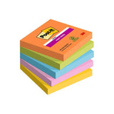 3M POST-IT SUPER STICKY BOOST BLOCCHETTO 90 FOGLI 76X76 mm COLORI ASSORTITI CONF 5 Pz.