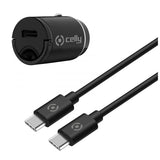 CELLY CCMINITYPEC KIT CARICABATTERIE DA AUTO 20W ULTRA-COMPATTO CON CAVO USB-C A USB-C BLACK