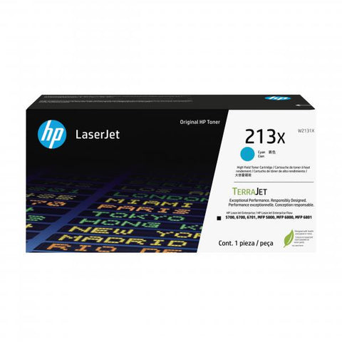 HP 213X TONER CIANO ALTA RESA PER COLOR LASERJET 5700, 5800, 6700, 6701, 6800, 6801, X55745, X58045, X654, X677 6.000 PAGINE