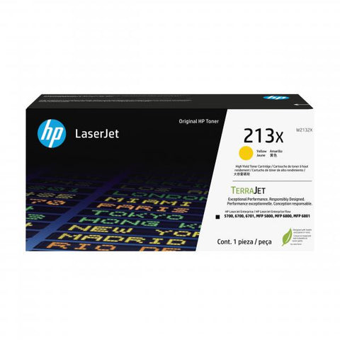 HP 213X TONER GIALLO ALTA RESA PER COLOR LASERJET 5700, 5800, 6700, 6701, 6800, 6801, X55745, X58045, X654, X677 6.000 PAGINE